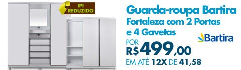 Guarda-roupa Bartira Fortaleza com 2 Portas e 4 Gavetas