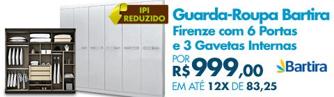 Guarda-Roupa Bartira Firenze com 6 Portas e 3 Gavetas Internas
