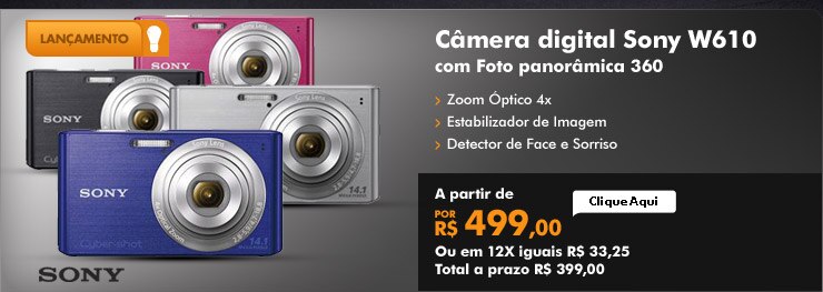 Lançamento Sony 2012 - Câmera digital Sony W610 com Foto panoramica 360