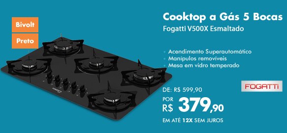 Cooktop a Gás 5 Bocas Fogatti