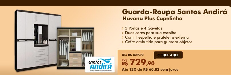 Guarda-Roupa Santos Andirá Havana Plus Capelinha 