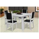Mesa Modocasa Olímpia 120 - Branco/Preto com 4 Cadeiras Modocasa Milão 50262 - Branco/Preto