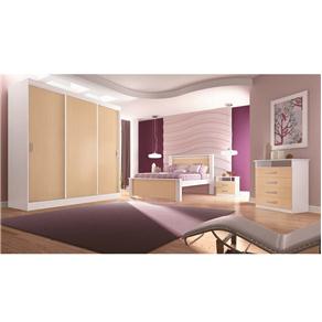 Guarda-Roupa Móveis Europa Rubi Branco/Maple c/ 3 Portas