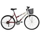 Bicicleta Aro 26 Prince Fashion 0708291 com 18 Marchas - Branca/Vermelha