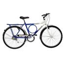 Bicicleta Aro 26 Prince Tradição 0708297 com 6 Marchas, Bagageiro e Para-lama - Branca/Azul