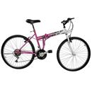 Bicicleta Aro 26 Prince Doblô com 18 Marchas e Refletores - Rosa/Branco
