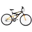 Bicicleta Aro 26 Prince Voltage 0708281 com Suspensão Dupla e 21 Marchas - Preta/Amarela