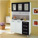 Cristaleira Colormaq Eclipse Plus com 5 Portas e 4 Gavetas - Branco/Preto
