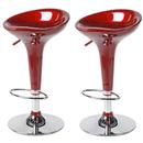 Banco Alto Stool c/ Regulagem de Altura à Gás Vermelho Importado - 2 Peças