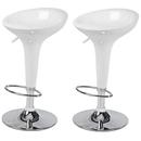 Banco Alto Stool c/ Regulagem de Altura à Gás Branco Importado - 2 Peças
