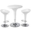 Mesa Fixa Importada Alta Stool Redonda - Branca + 2 Bancos Altos Stool c/ Regulagem de Altura à Gás - Branco - Importado