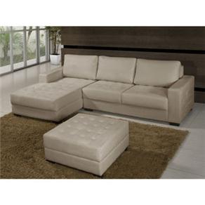 Sofá 2 Lugares American Comfort América + Chaise + Puff - Bege - Sofás ( 360774 )