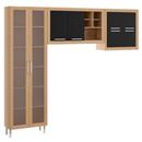 Cozinha Compacta Ditália Aspen 3 Peças 310049 - Carvalho e Preto