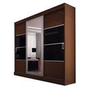 Guarda-Roupa Móveis Europa Eros Espelhado c/ 3 Portas 3817 - Castanho/Preto