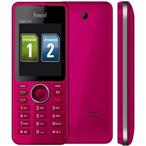 Celular Desbloqueado Freecel F45 Rosa c/ Câmera 1.3MP, Dual Chip, Rádio FM, MP3 Player, Bluetooth, Fone de Ouvido e TV Grátis - Celulares Desbloqueados ( 378486 )