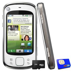 Celular Desbloqueado Tim Motorola Quench c/ Câmera 5MP, MP3 Player, Rádio FM, Bluetooth, Wireless, 3G, Cartão 2GB e Android 1.5 + Chip TIM Pré-pago - TIM ( 1000028612 )