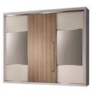 Guarda-Roupa Móveis Europa Gaia 4792 Flex com 3 Portas -Patiner/Textil/Ciliegio