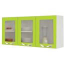 Armário Itatiaia Premium c/ 3 Portas de Vidro - Branco/Verde