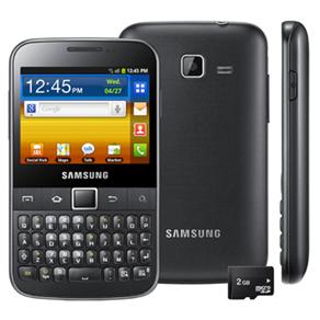 Celular Desbloqueado Samsung Galaxy Y Pro QWERTY com Android 2.3, Wi-Fi, 3G, GPS, Câmera 3.2MP, Bluetooth, Rádio FM, MP3, Fone de Ouvido e Cartão 2GB - Celulares Desbloqueados ( 465096 )
