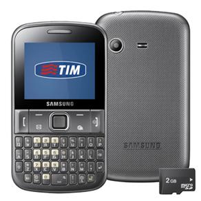 Celular Desbloqueado TIM Samsung Chat 222 Cinza QWERTY com Câmera VGA, MP3 Player, Bluetooth, Rádio FM, Fone de Ouvido e Cartão 2GB - TIM ( 474158 )