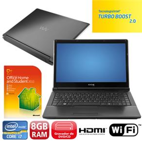 Notebook CCE 787P com 2ª Geração do Processsador Intel Core i7-2630QM, 8GB, 750GB, LED 14´´ e Windows 7 + Microsoft Office Home & Students 2010 - Notebook ( 1000031802 )