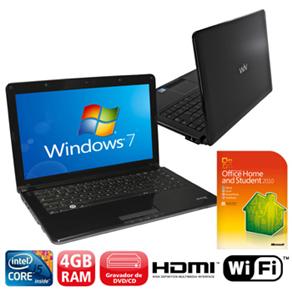 Notebook CCE E546P c/ Intel Core i5-450M, 4GB, 640GB, Webcam, HDMI, LED 14´´ e Windows 7 + Office Starter 2010 + Microsoft Office Home & Students 2010 - Notebook ( 1000031819 )
