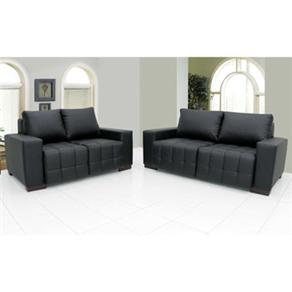 Conjunto Sofá 2 e 3 Lugares Linoforte Retratil Malibu em P.U. - Preto - Sofás ( 1000032810 )