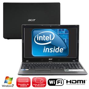 Notebook Acer AS5350-2645 com Intel Dual Core, 2GB, 320GB, Gravador de DVD, Leitor de Cartões, HDMI, Wireless, LED 15.6´´ e Windows 7 - Notebook ( 831828 )
