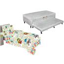 Cama Box Solteiro Paropas 16330 Ortopédico com Cama Auxiliar + Jogo de Cama Infantil Camesa Patati Patatá