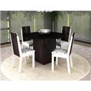 Mesa de Jantar Madesa Stella 5238 120cm com 4 Cadeiras Madesa Débora Stella 4205 - Branco/Madeira Demolição