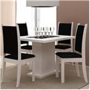 Mesa de Jantar Madesa Milenium Tamburato 5174 120cm com 4 Cadeiras Madesa Premium 4175 - Branco/Preto