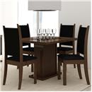 Mesa de Jantar Madesa Milenium Tamburato 5174 120cm com 4 Cadeiras Madesa Premium 4175 - Imbuia/Preto