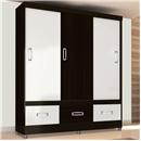 Guarda-Roupa Araplac Califórnia com 3 Portas de Correr e 3 Gavetas - Tabaco/Branco