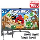 TV 55” 3D LED Samsung Série ES7000 Full HD com Controle de Movimento Smart Interaction Wireless integrado e Conversor 2D-3D + 4 Óculos 3D + Suporte