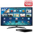 TV 40" Slim LED Samsung Full HD c/ Smart TV, Acesso a Internet e Conversor Digital + Blu-Ray Player Samsung c/ Cabo HDMI