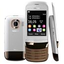 Celular Desbloqueado Claro Nokia C2-03 Branco/Dourado Dual Chip c/ Câmera 2MP, Touch screen, Rádio FM, MP3, Bluetooth, Fone de Ouvido e Cartão 2GB