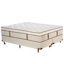 Conjunto Cama Box + Colchão King Size Mannes Nobile com Pillow Top e Molas Superlastic 34x158x198 - Branco/Bege