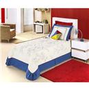 Enxoval Cama Solteiro Enxovais Aquarela Pipa 3 Peças - Palha/Azul
