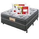 Conjunto Cama Box + Colchão Casal Minaspuma Sleep Flower com Molas Bonnell - 22x138x188cm + 2 Travesseiros de Fibra de Poliéster Fibrasca Malha Gold