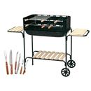 Churrasqueira Mor Rodeio 3013 + Kit para Churrasco em Madeira Euro 15 Peças - BBQW-15